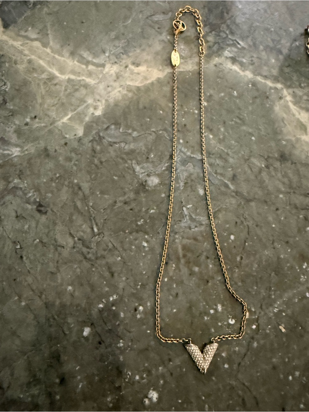Louis Vuitton Gold V Pavé Crystal Necklace